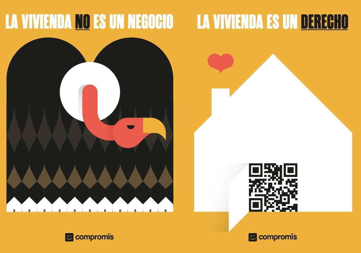 Campaña de Compromís sobre sus medidas de acceso a la vivienda.