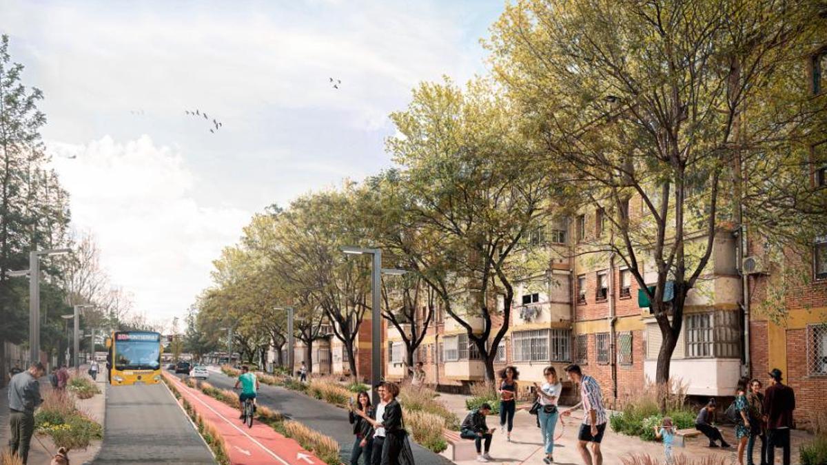 Imagen 'render' de cómo deberá ser la calle Astorga de Reus tras su transformación.