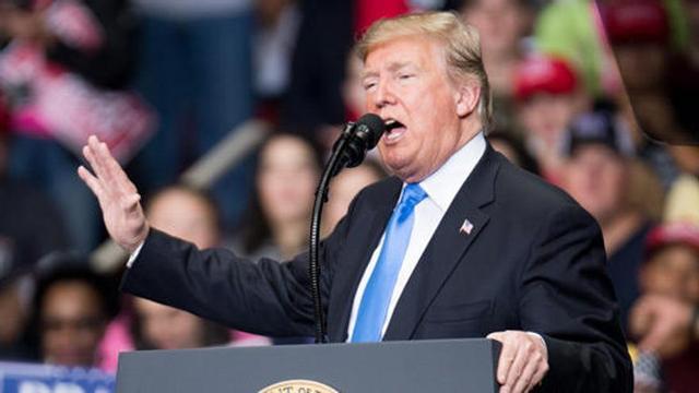 Trump, durante su discurso de esta noche.