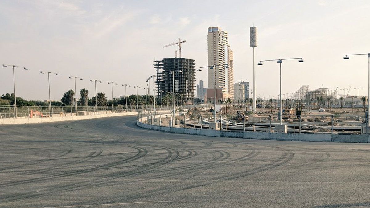 Aspecto actual del circuito de Jeddah, a cinco semanas del Gran Premio de F1