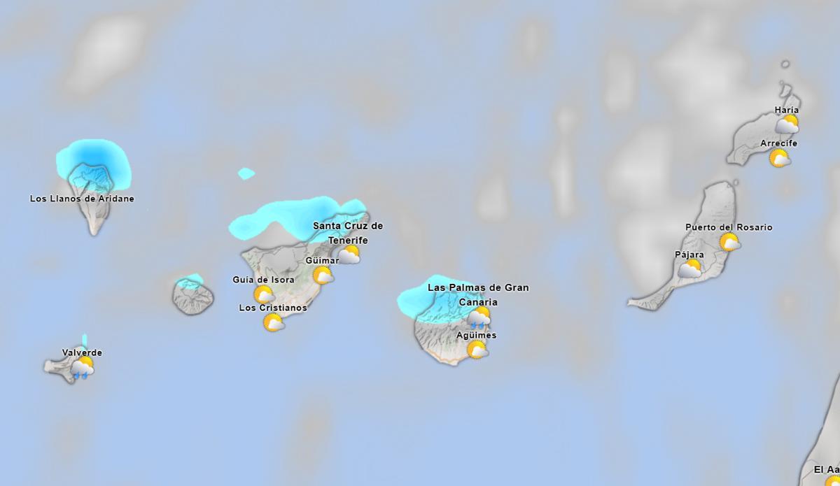 Previsión del tiempo en Canarias este jueves a las 09.00