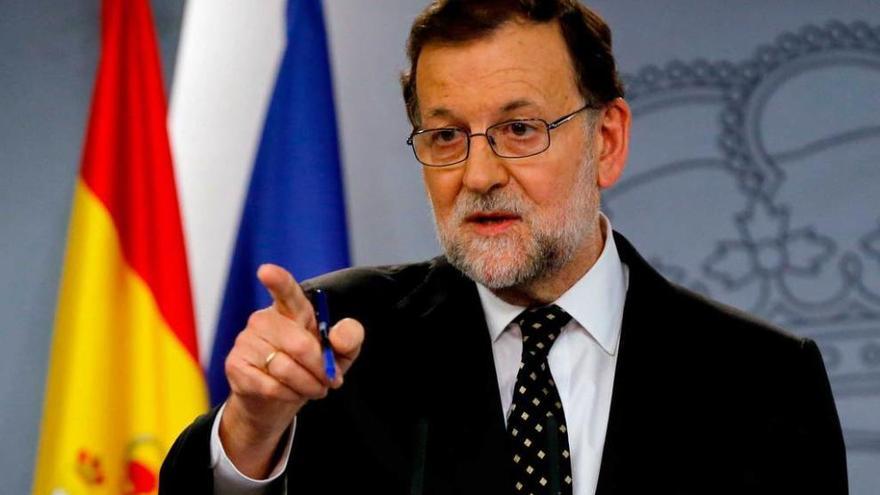 Mariano Rajoy, ayer, en la rueda de prensa tras entrevistarse con el Rey.