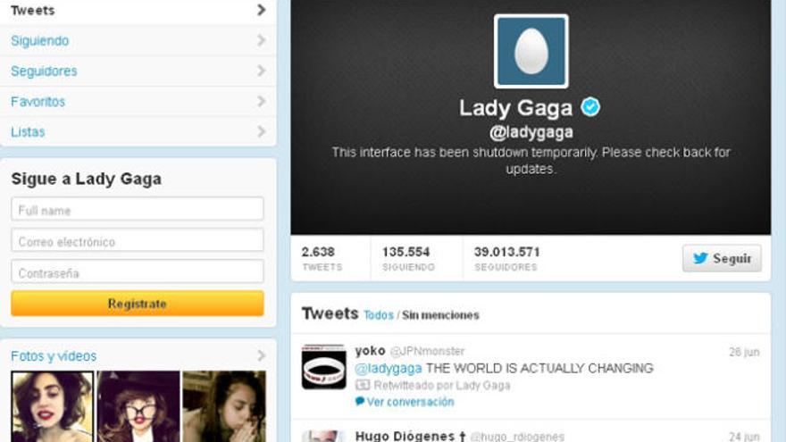 La cuenta en Twitter de Lady Gaga