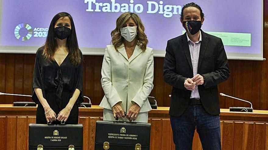 Belarra, Díaz i Iglesias, ahir