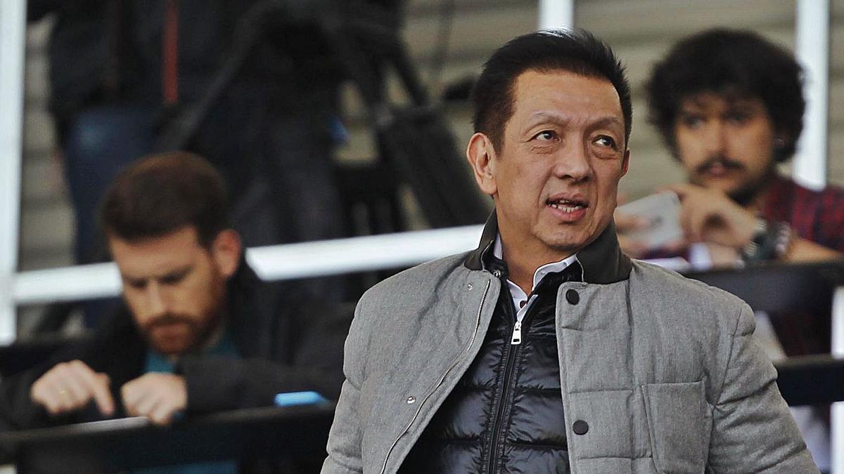 Peter Lim, en el palco del estadio del Getafe. | F.CALABUIG