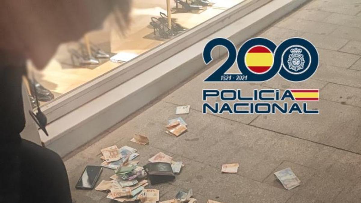 Billetes robados que la Policía Nacional recuperó tras detener al ladrón