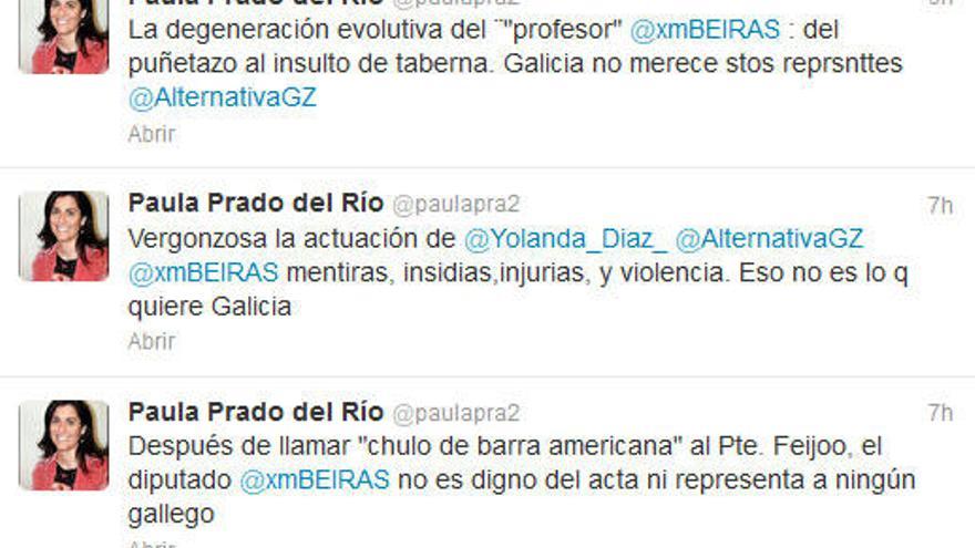 Paula Prado criticó a Beiras en la red social Twitter