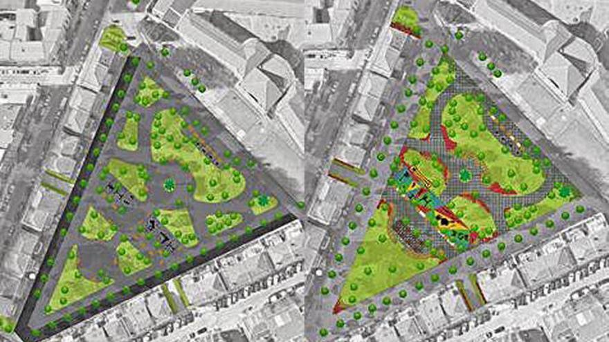 El antes (iz) y el después (d) del campo de Marte, según el anteproyecto de mejora.