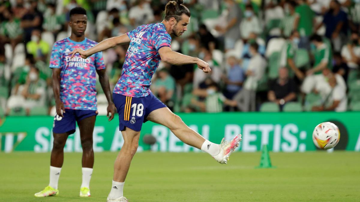 Gareth Bale durante un calentamiento previo a un partido del Real Madrid