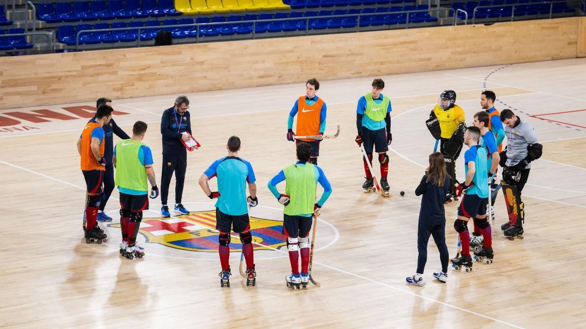 Entrenamiento del Barça en el Palau