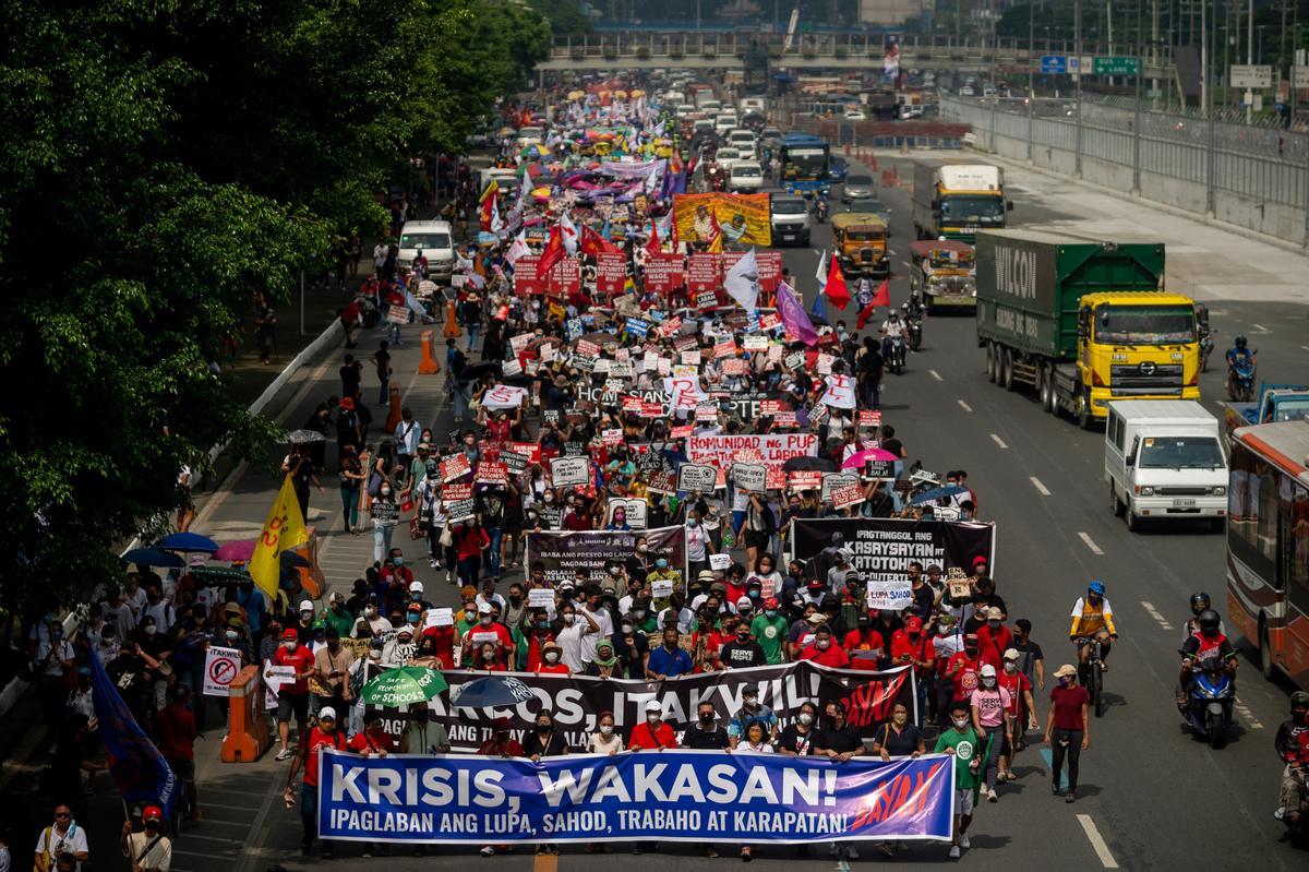 Protestas en Filipinas antes del primer discurso del estado de la nación de Marcos