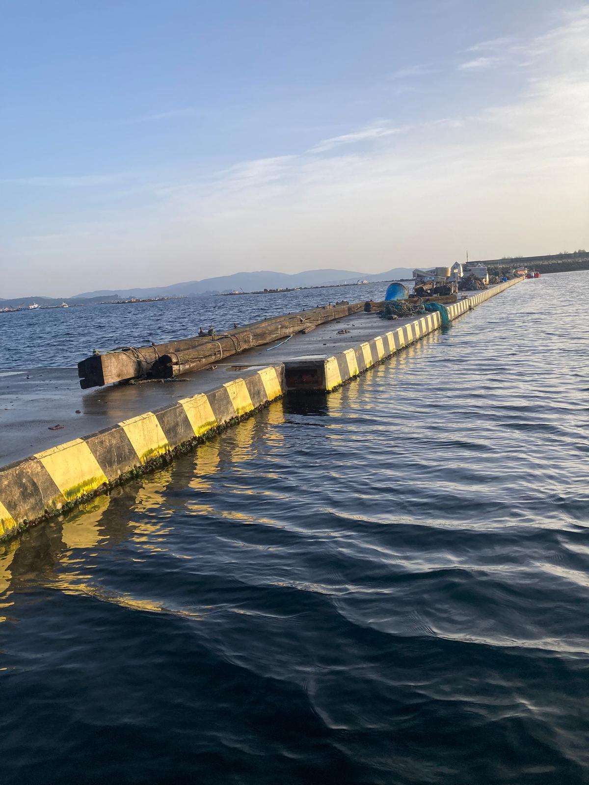 Estado en el que se encuentra el contradique de abrigo de O Xufre.