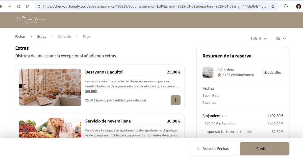 En la imagen, búsqueda a través de su propia web para una reserva en Sa Talaia Blanca con entrada este mismo jueves.