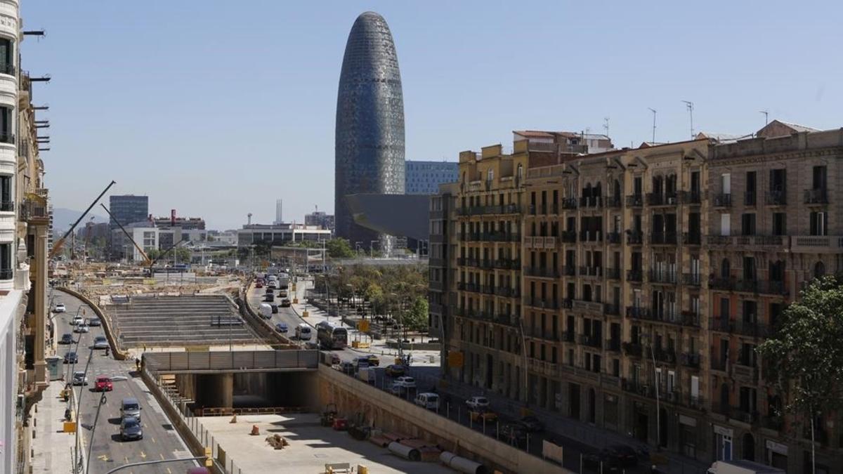 Obras del túnel de la plaza de las Glòries de Barcelona.