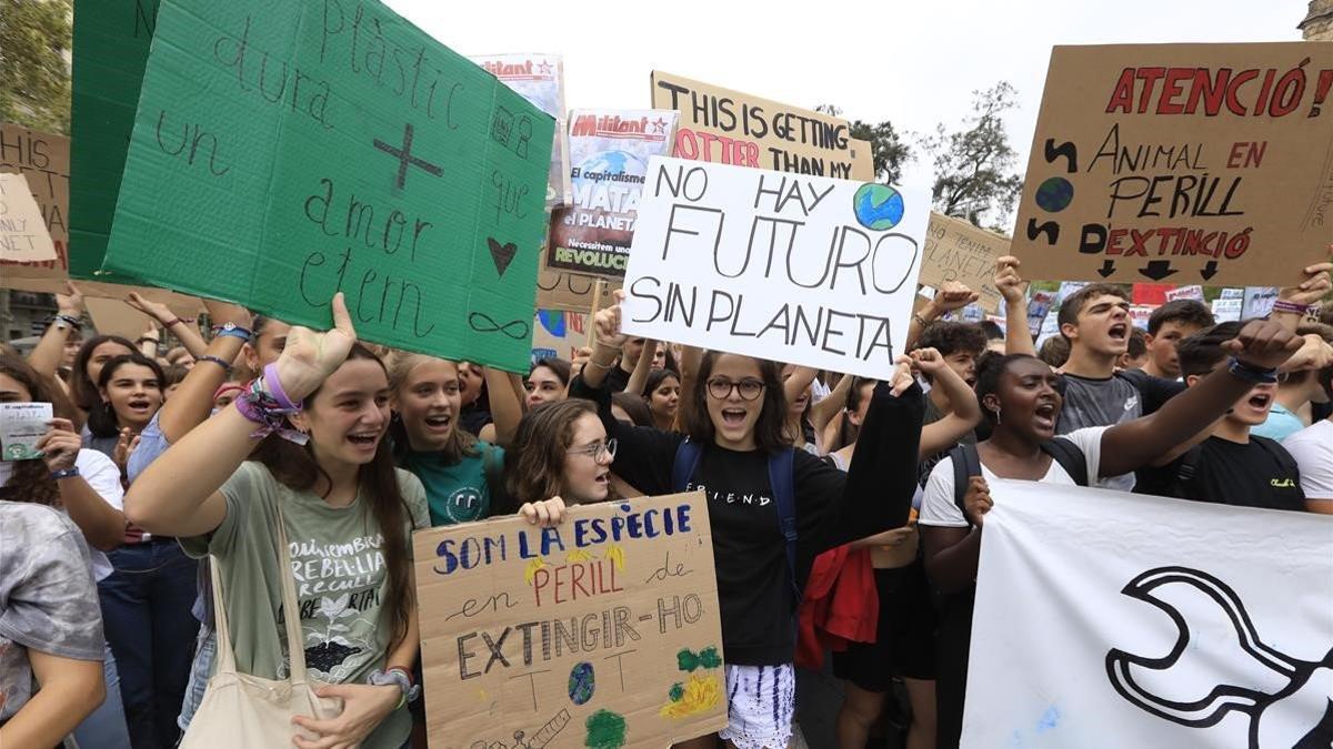 Manifestación de estudiantes con motivo de la huelga climática