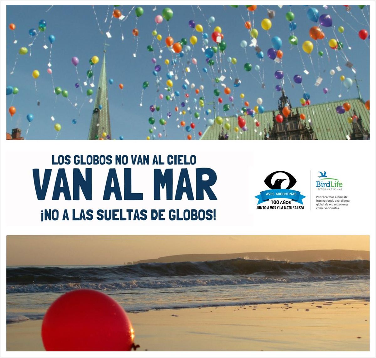 Cartel informativo sobre los daños causados por los globos