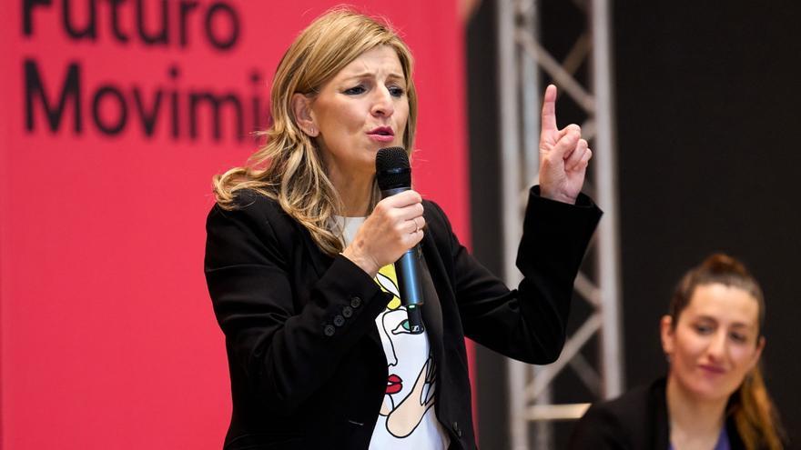 La vicepresidenta segunda y ministra de Trabajo y Economía Social, Yolanda Díaz, en un acto de Sumar en Santander.