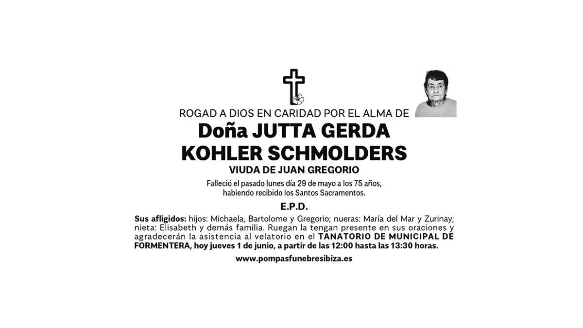 Esquela Jutta Gerda Kohler Schmolders