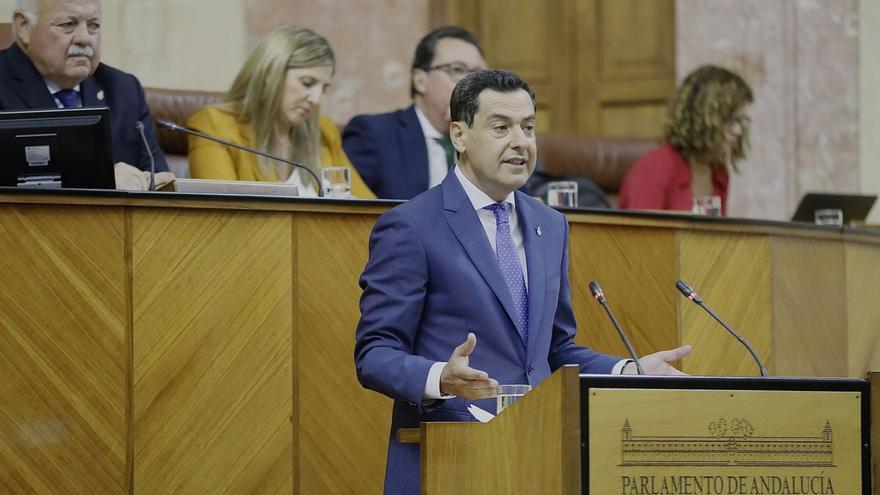 Juanma Moreno durante su intervención, este miércoles.