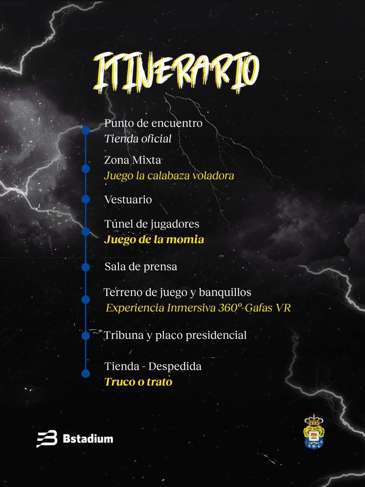 Itinerario Tour Halloween Estadio Gran Canaria