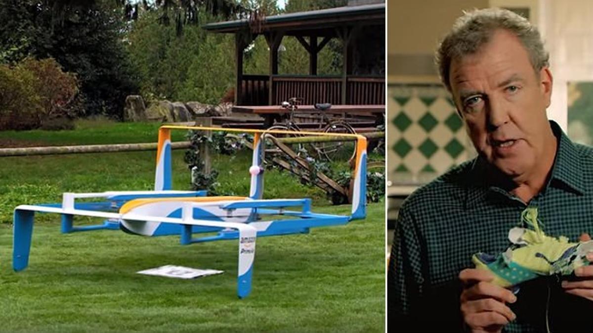 El expresentador de ’Top Gear’ anuncia el dron de reparto a domicilio de Amazon, Prime Air.