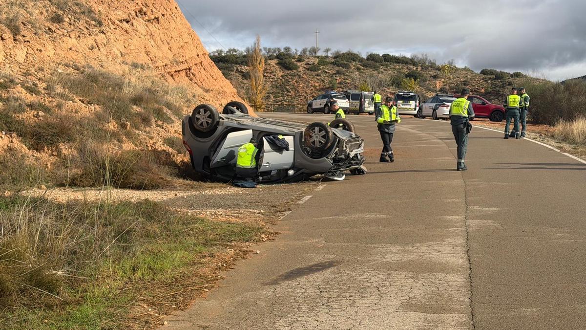 Así ha quedado el coche del fallecido en Libros tras el accidente