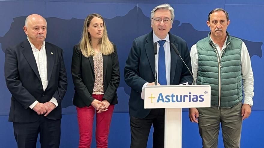 El senador José Manuel García, la diputada regional Cristina Vega y los senadores Pablo González y José  Manuel Rodríguez, «Lito», en Oviedo, ayer. | LUIS VEGA
