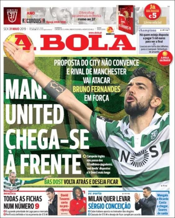 Portada A BOLA viernes 31 de mayo de 2019.