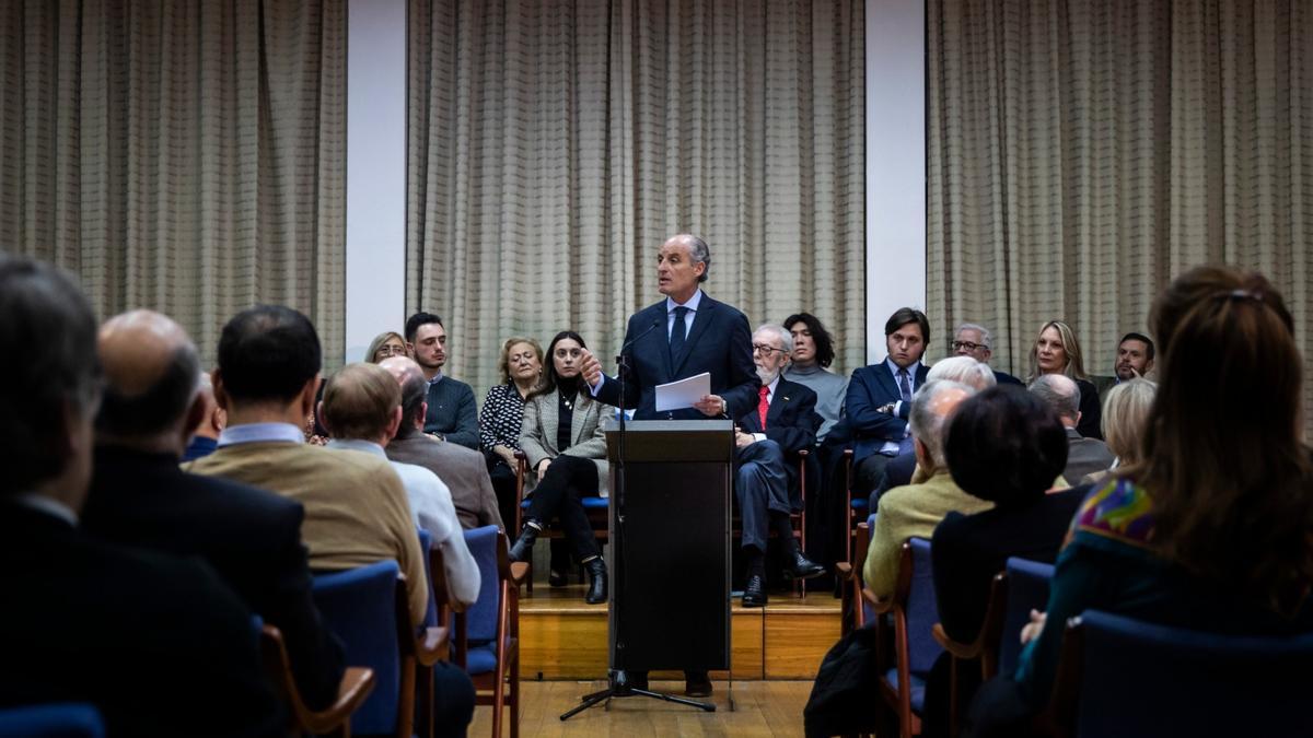 Francisco Camps durante su conferencia en el Casino de la Agricultura de València