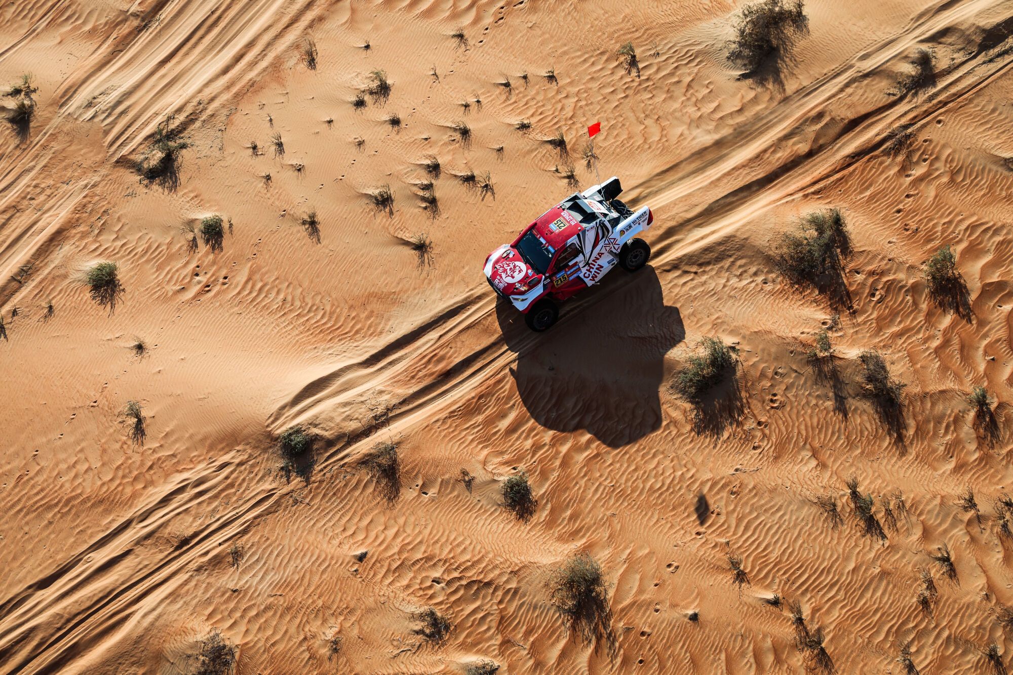 215 ZHANG Guoyu (chn), WANG Yicheng (chn), Toyota, Mintimes Yunxiang Rally Team, FIA W2RC, Ultimate, action during the Stage 10 of the Dakar 2025 on January 15, 2025 between Haradh and Subaytah, Saudi Arabia - Photo Florent Gooden / DPPI AFP7 15/01/2025 ONLY FOR USE IN SPAIN. FLORENT GOODEN / DPPI Media / AFP7 / Europa Press;Auto;DAKAR;Motorsport;rally;RALLY-RAID;SAUDI ARABIA;DAKAR 2025 - STAGE 10;