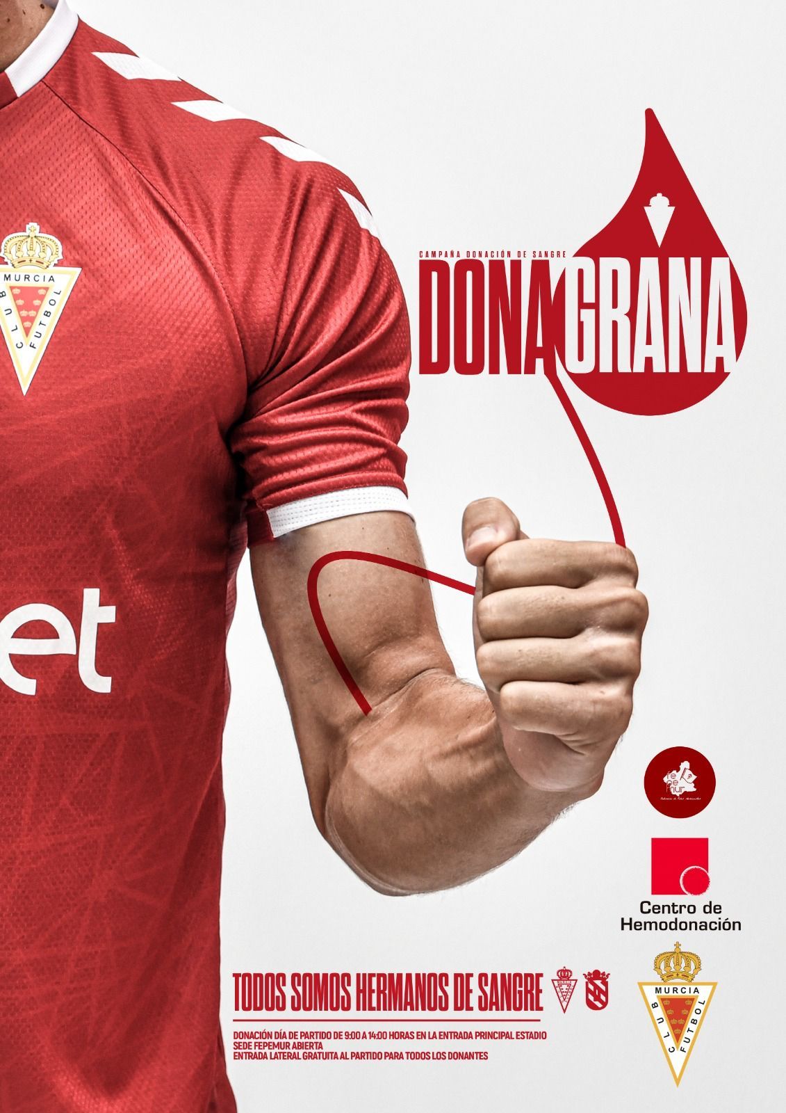 Cartel de la campaña de donación de sangre en colaboración con el Real Murcia.