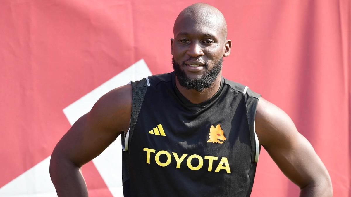 Romelu Lukaku, durante un entrenamiento con la Roma