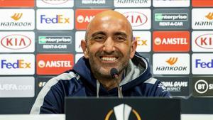 Abelardo, en la rueda de prensa de este jueves en Wolverhampton.