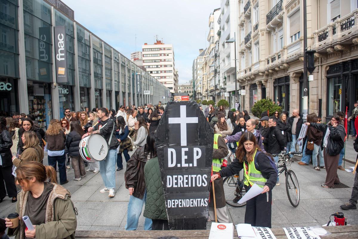 Manifestación de trabajadores del sector del comercio en A Coruña