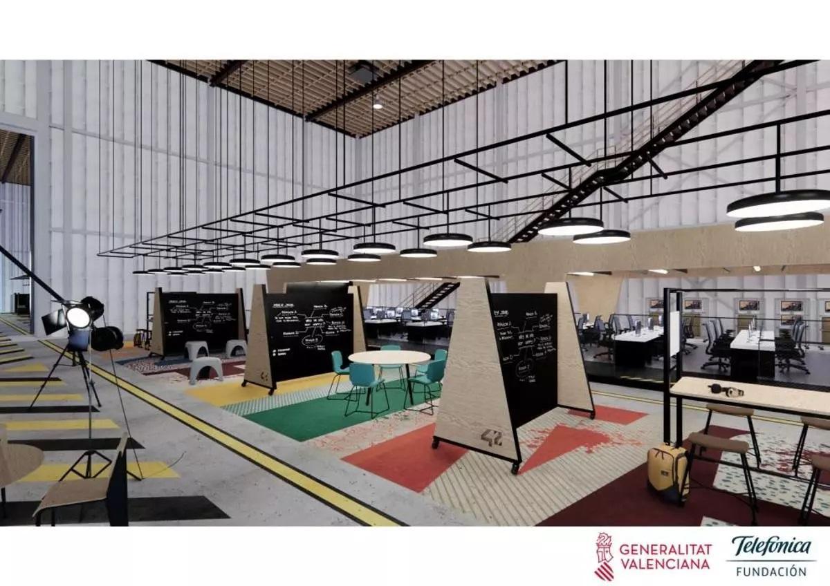 Recreación de las aulas anunciadas dentro de los estudios de cine de Ciudad de la Luz.