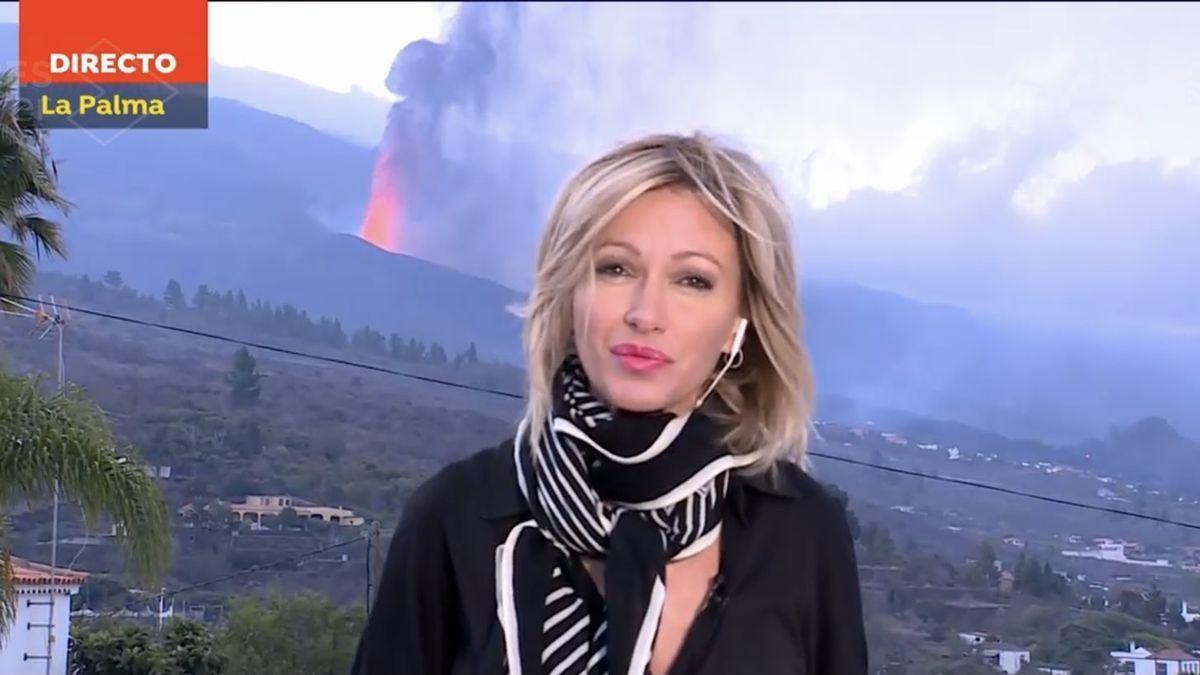Momento en el que Susanna Griso se atemorizó por el rugir del volcán