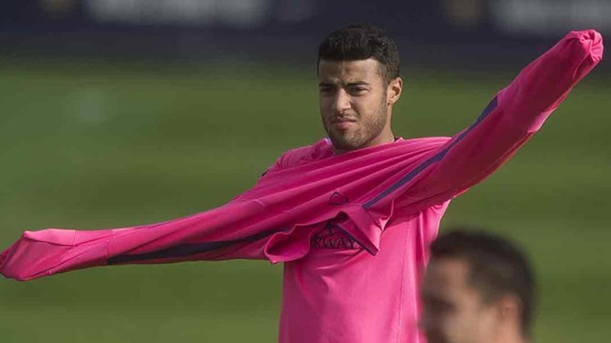 Rafinha, durante un entrenamiento en la ciudad deportiva del Barça, en Sant Joan Despí