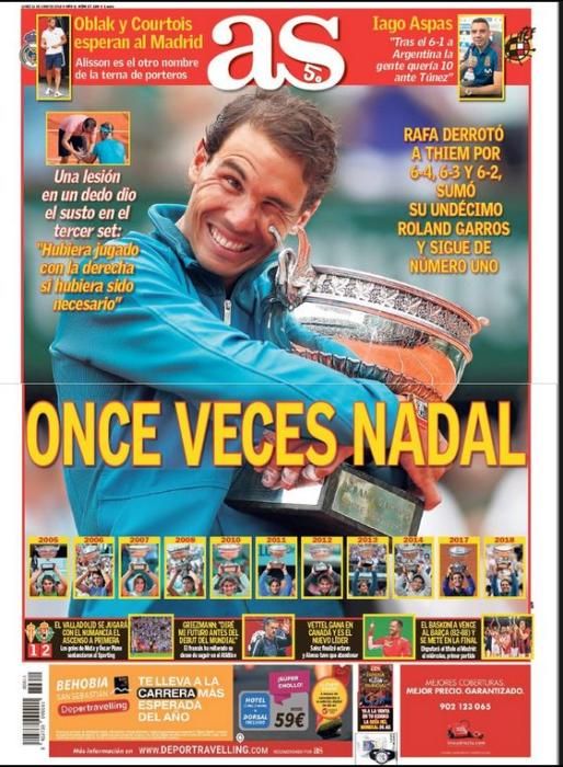 Portada AS lunes 11 de junio de 2018