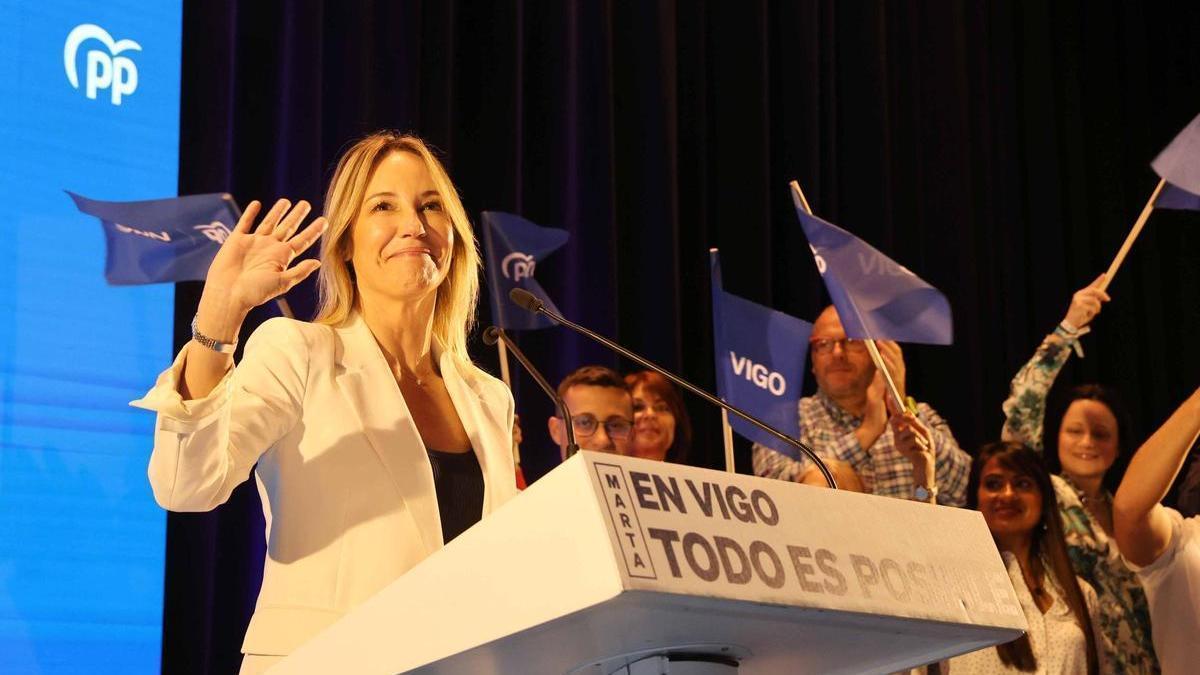 Marta Fernández-Tapias durante un mitin del PP.