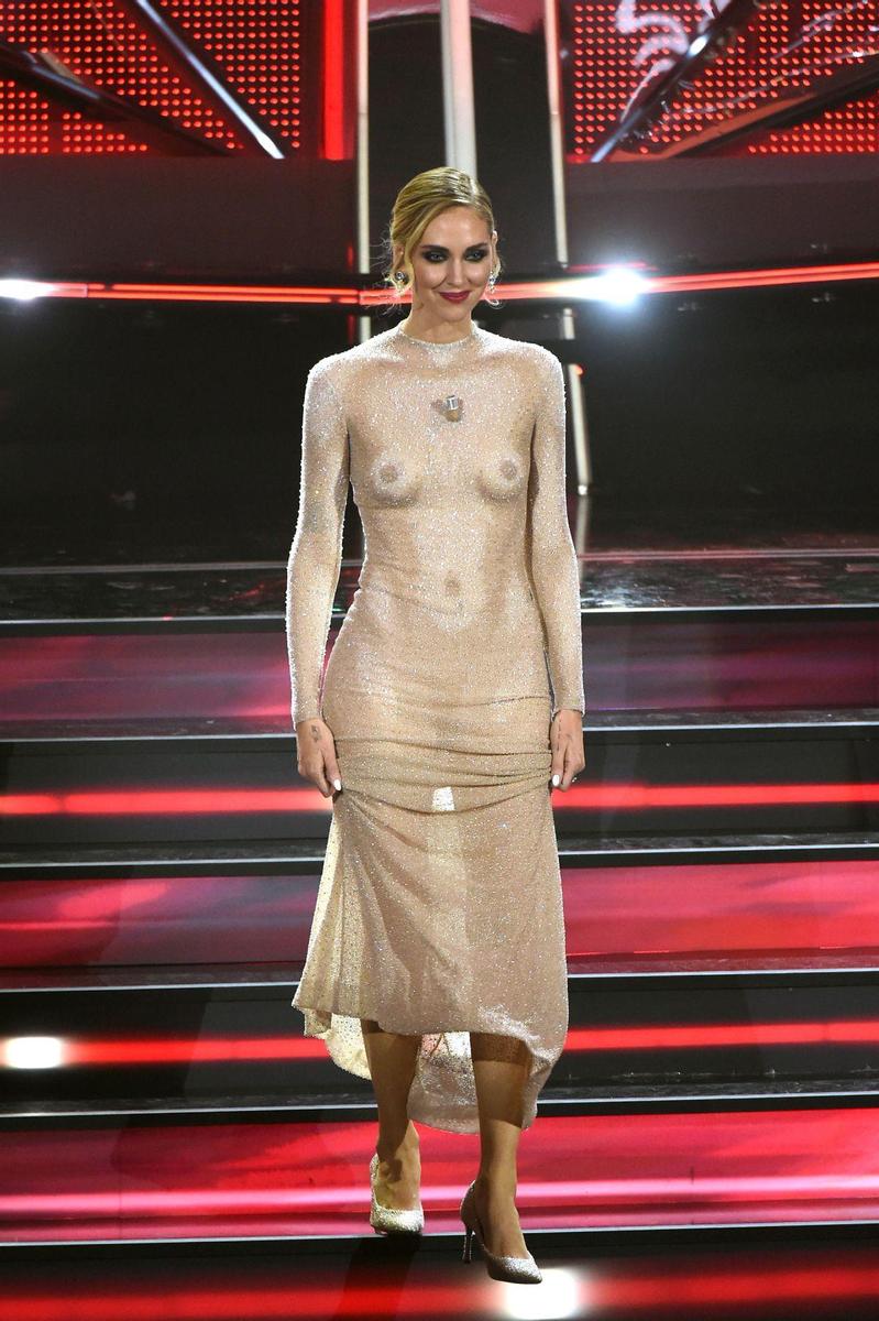 Chiara Ferragni con naked dress en el Festival de San Remo