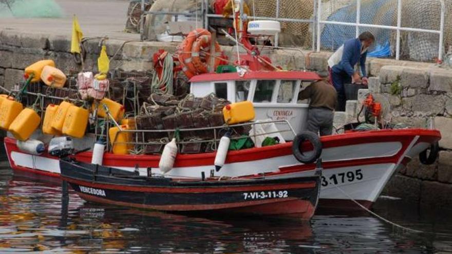 Barcos de bajura gallegos, con nasas a bordo, antes de salir a capturar pulpo. / gonzalo núñez