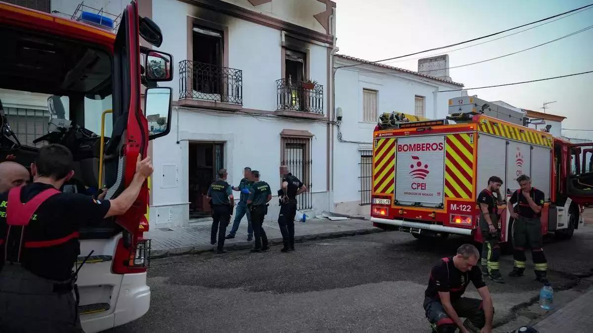 Lugar en el que se produjo el incendio de Olivenza, en el que falleció una menor.