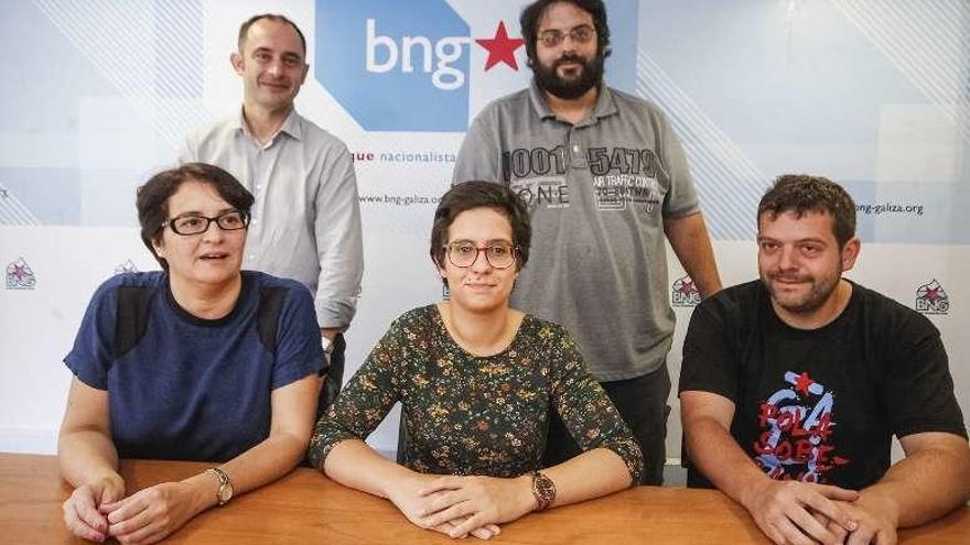 Los representantes del BNG, ayer, en el acto.