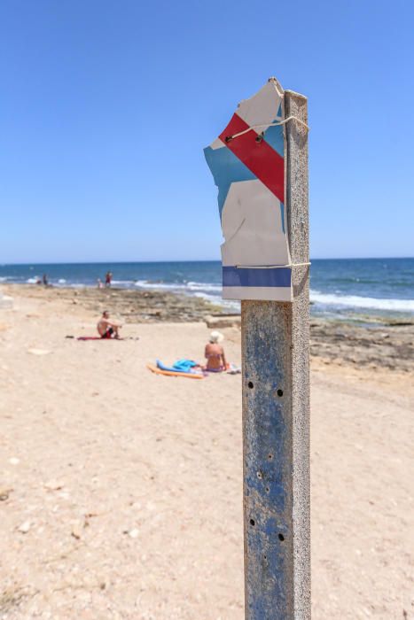 Los bañistas están acudiendo con perros a Punta Margalla y Cala del Moro, las dos playas autorizadas para perros, sin que el Ayuntamiento las haya señalizado todavía.