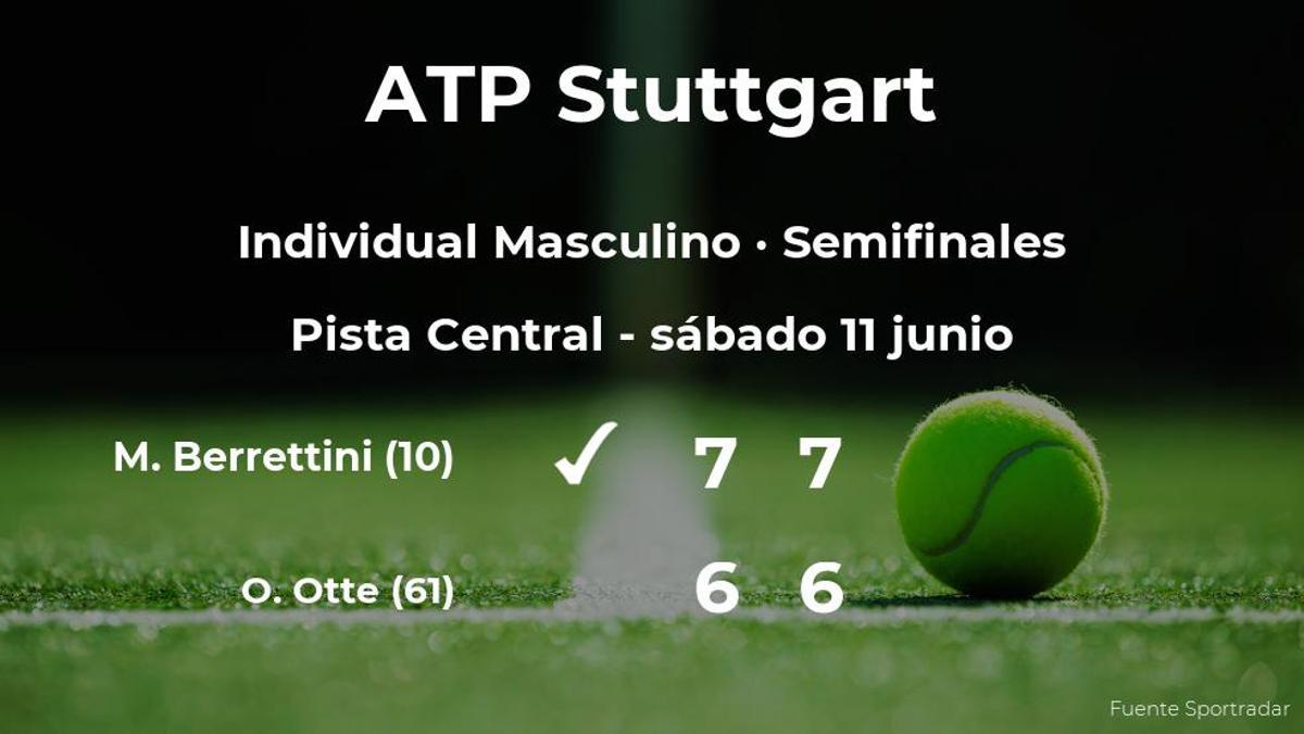 El tenista Matteo Berrettini logra el puesto de la final a costa de Oscar Otte
