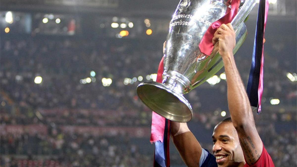 Henry levantó la única Champions League de su carrera con el Barça