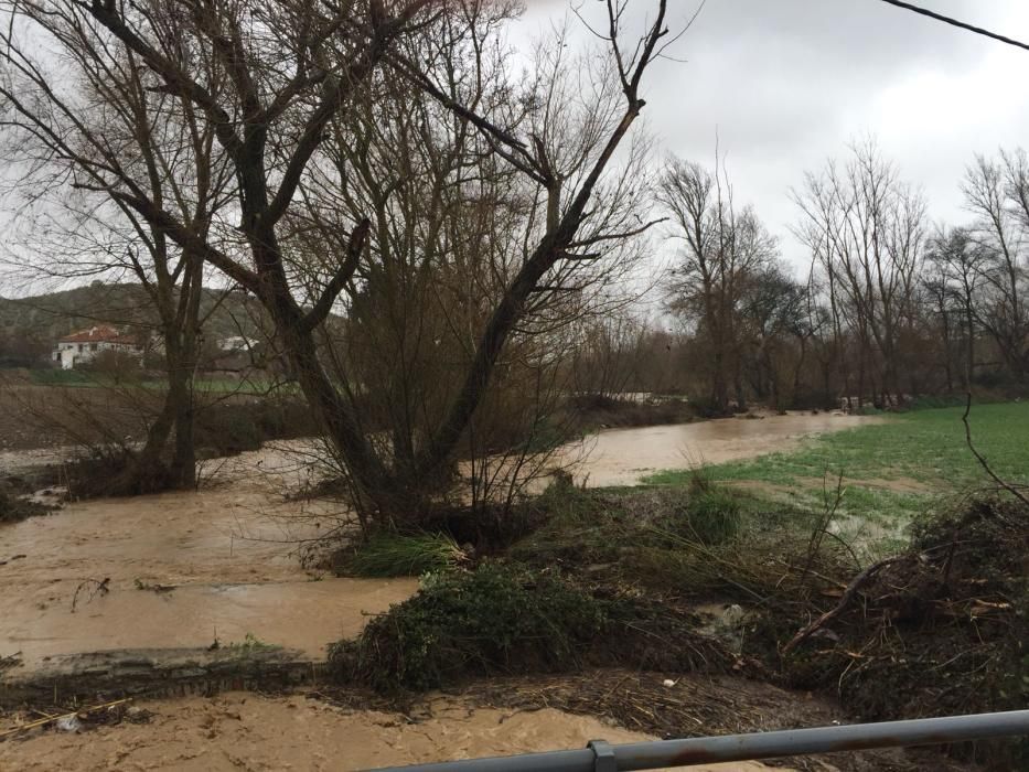 El río Guadalhorce, desbordado a la altura de Villanueva del Rosario