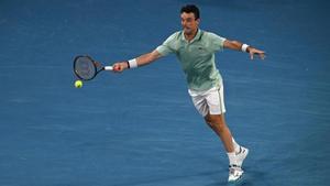 Roberto Bautista durante el partido en que cae eliminado del Open de Australia