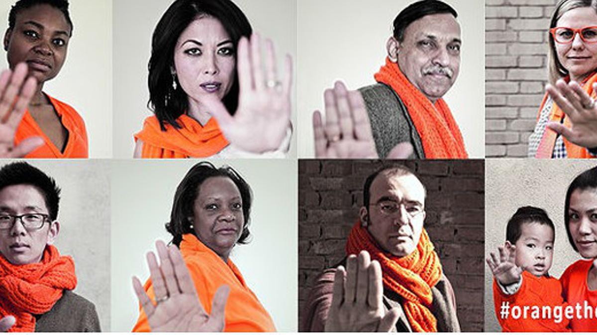 Imagen de la campaña #Orangetheworld de ONU Mujeres.