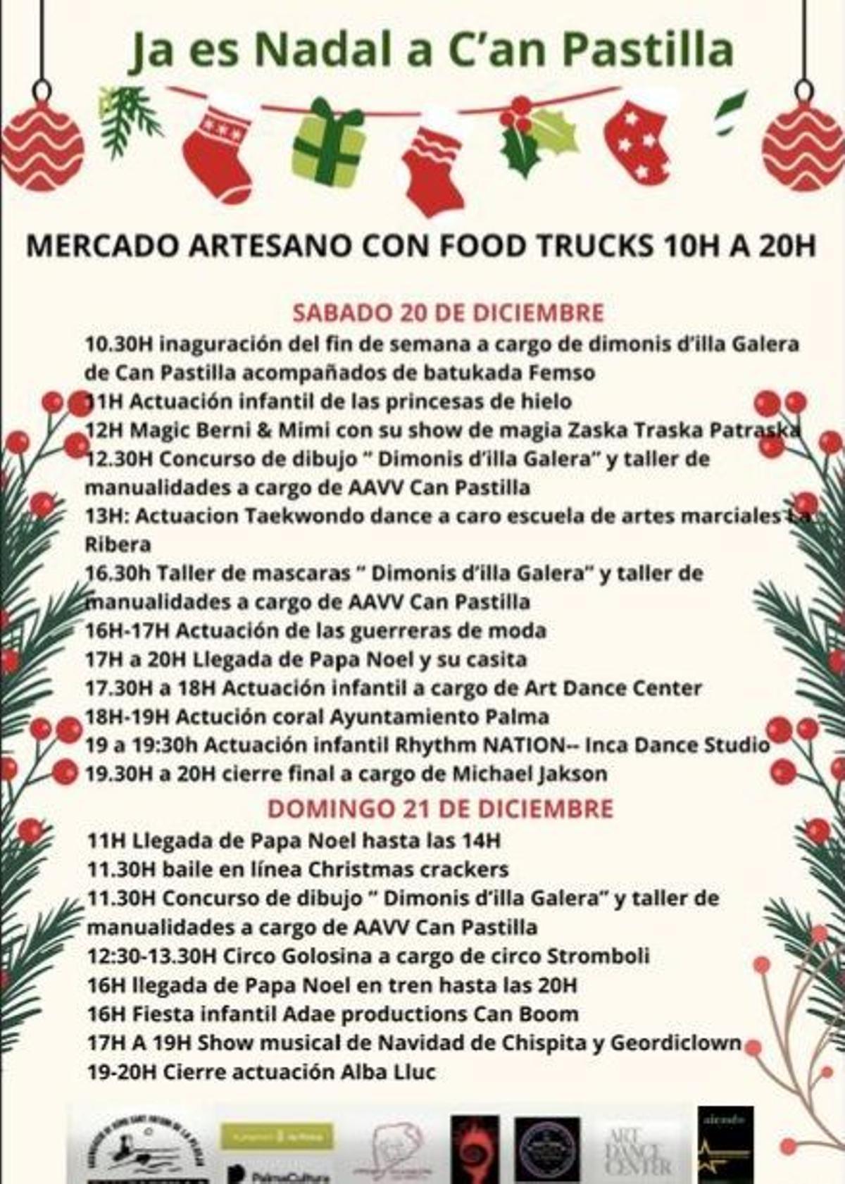 Das vollständige Programm des Weihnachtsmarktes in Can Pastilla.
